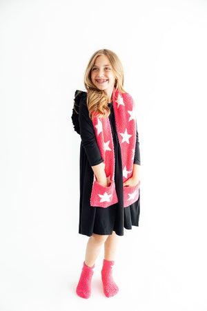 Bright Pink/Coconut Star Cozy Pocket Scarf-Mila & Rose ®
