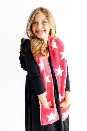 Bright Pink/Coconut Star Cozy Pocket Scarf-Mila & Rose ®