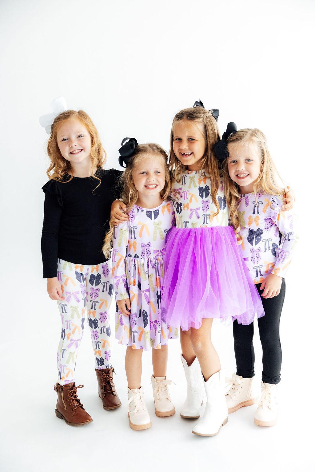 Tied with a Boo Lavender L/S Ruffle Tee-Mila & Rose ®