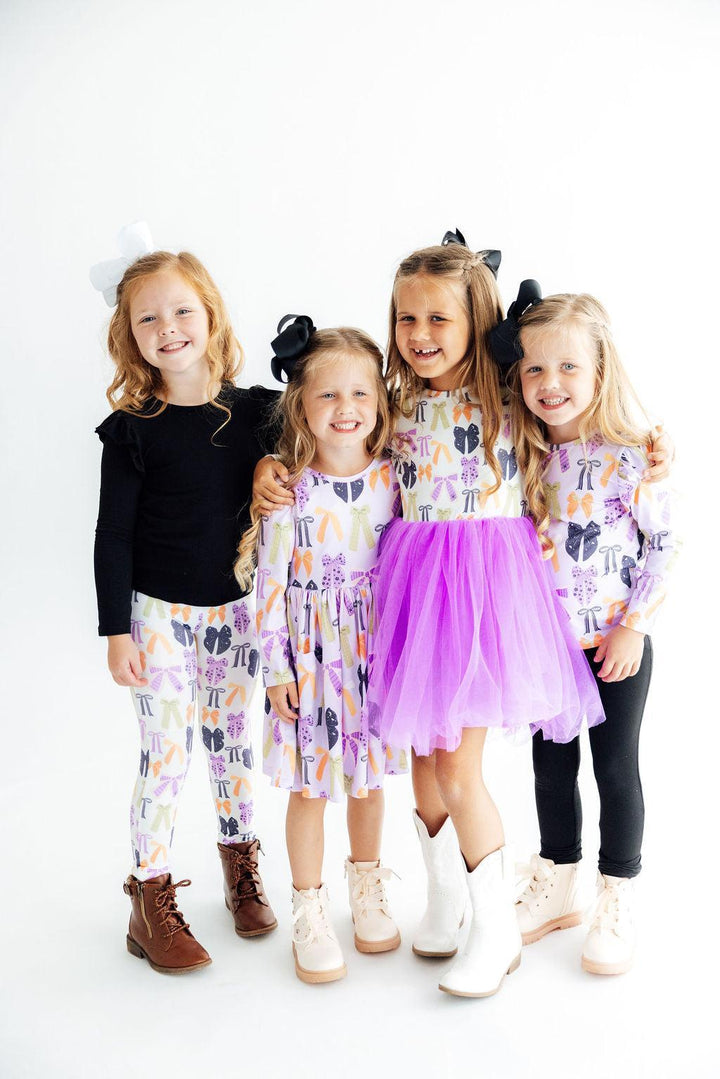 Tied with a Boo Lavender L/S Ruffle Tee-Mila & Rose ®