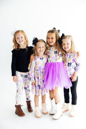 Tied with a Boo Lavender L/S Ruffle Tee-Mila & Rose ®