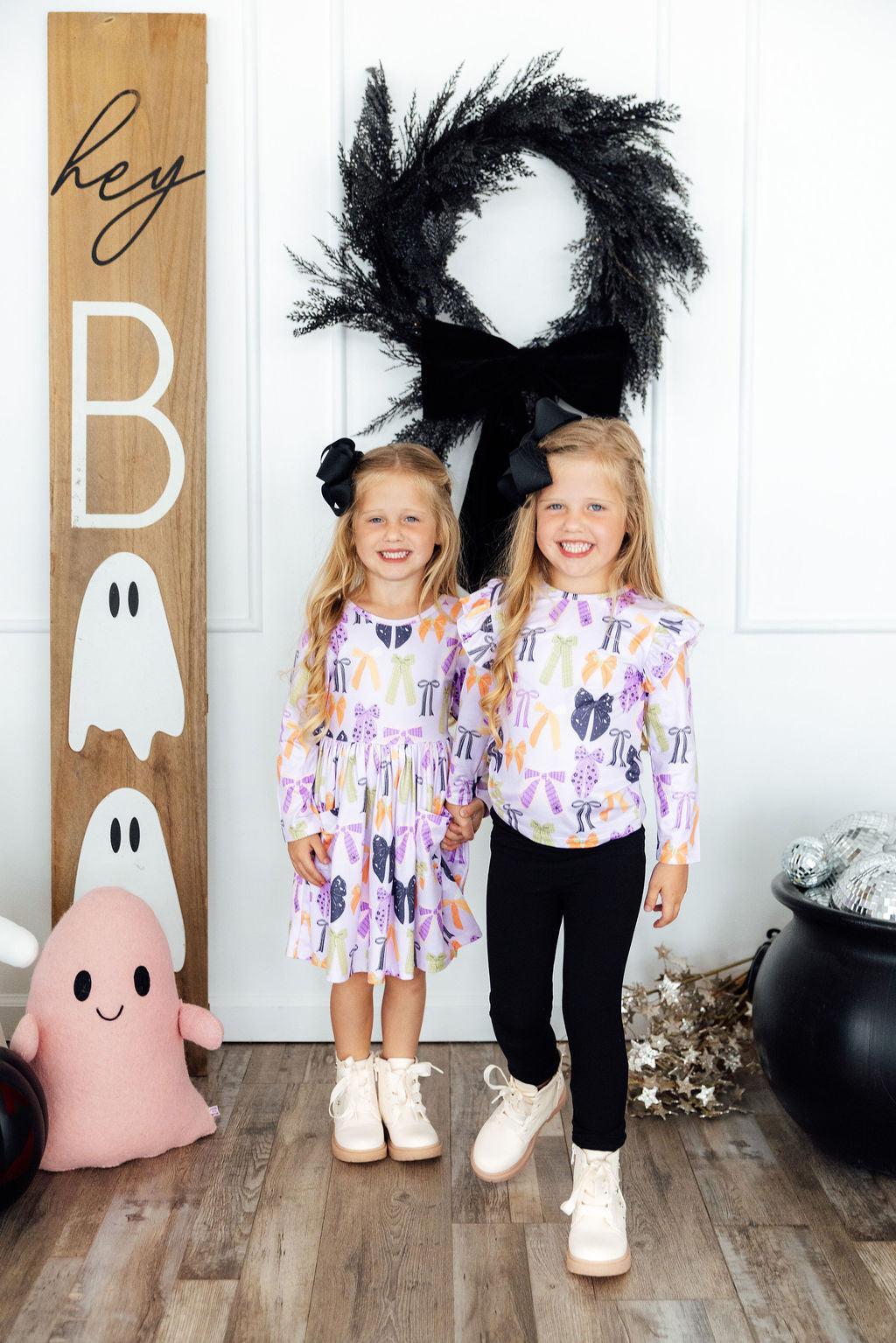 Tied with a Boo Lavender L/S Ruffle Tee-Mila & Rose ®
