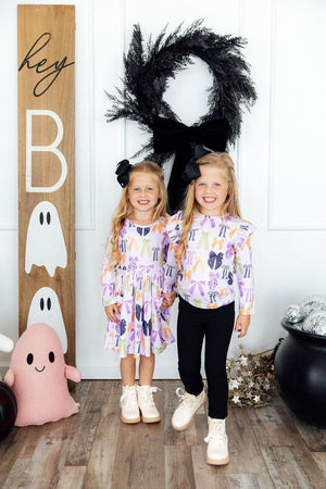 Tied with a Boo Lavender L/S Ruffle Tee-Mila & Rose ®