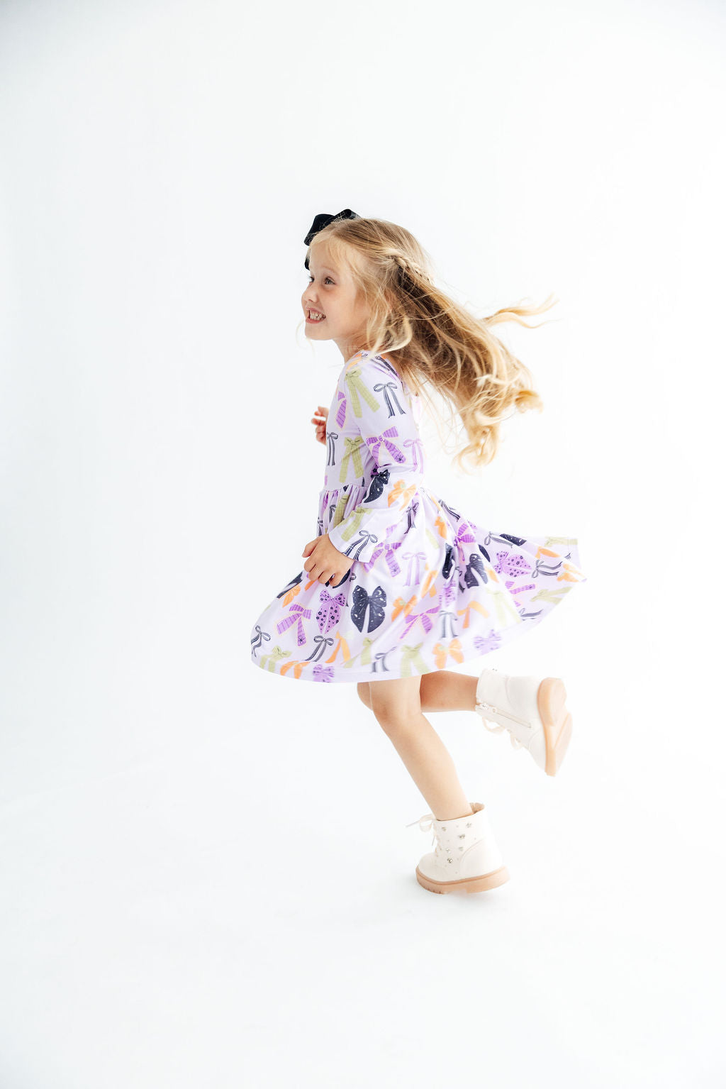 Tied with a Boo Lavender L/S Pocket Twirl Dress-Mila & Rose ®