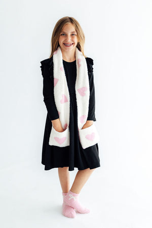 Coconut/Light Pink Heart Cozy Pocket Scarf-Mila & Rose ®