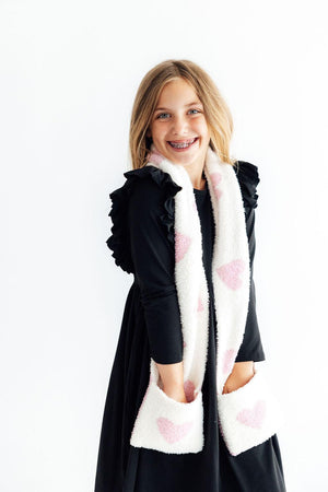Coconut/Light Pink Heart Cozy Pocket Scarf-Mila & Rose ®