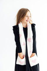 Coconut/Light Pink Heart Cozy Pocket Scarf-Mila & Rose ®