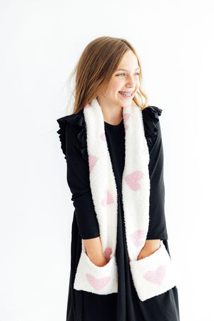 Coconut/Light Pink Heart Cozy Pocket Scarf-Mila & Rose ®