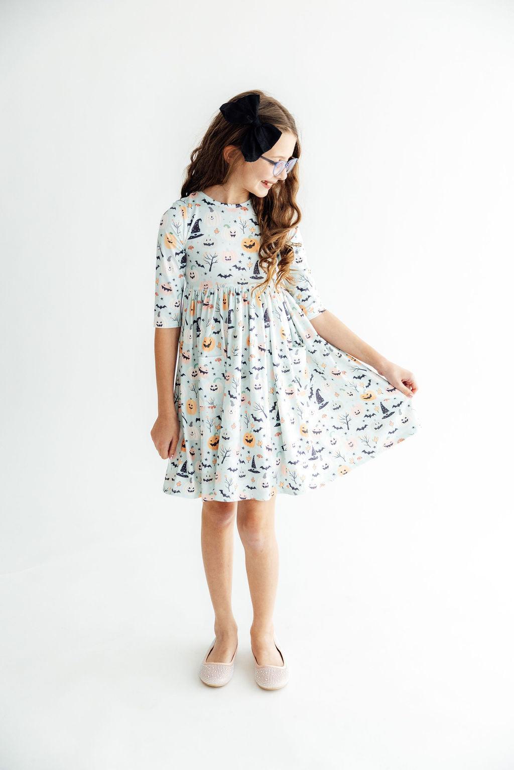 Ghouls Rule 3/4 Sleeve Pocket Twirl Dress-Mila & Rose ®