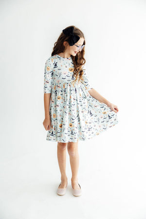 Ghouls Rule 3/4 Sleeve Pocket Twirl Dress-Mila & Rose ®