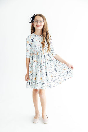 Ghouls Rule 3/4 Sleeve Pocket Twirl Dress-Mila & Rose ®