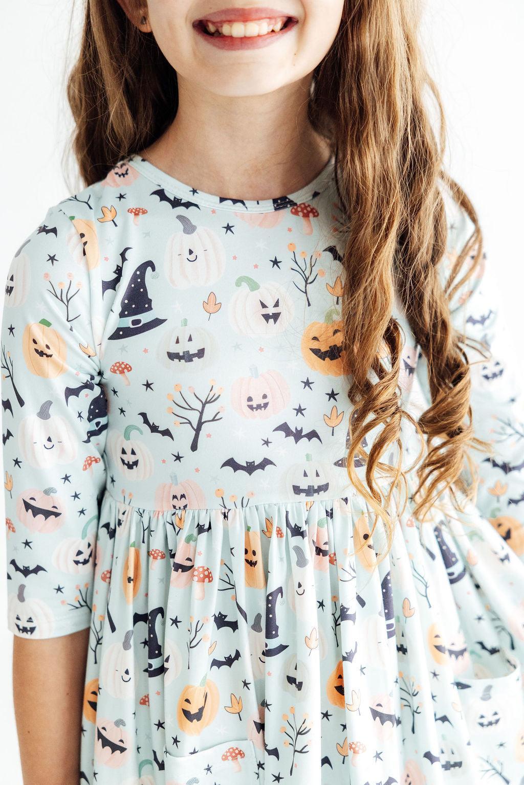 Ghouls Rule 3/4 Sleeve Pocket Twirl Dress-Mila & Rose ®