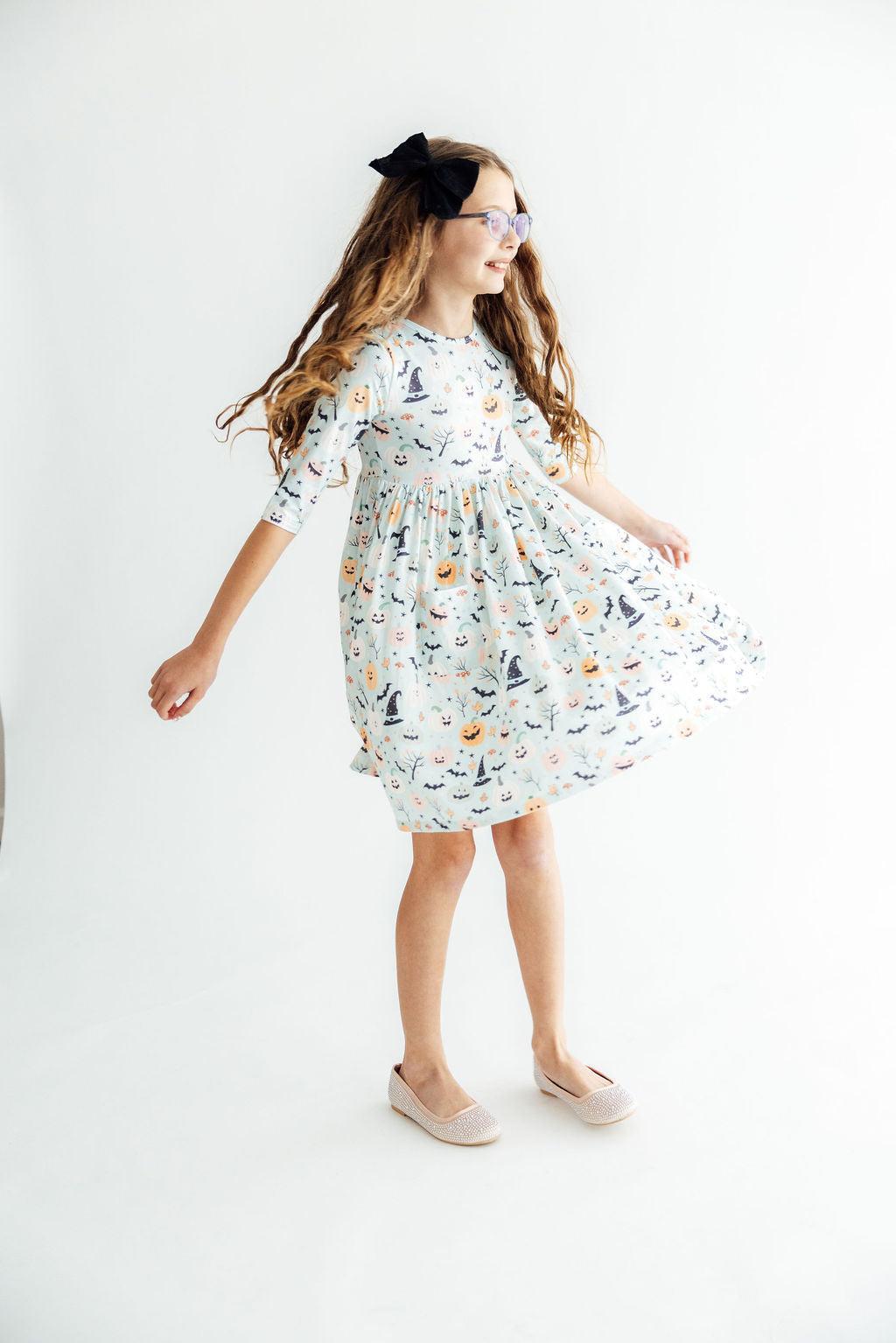 Ghouls Rule 3/4 Sleeve Pocket Twirl Dress-Mila & Rose ®