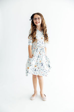 Ghouls Rule 3/4 Sleeve Pocket Twirl Dress-Mila & Rose ®