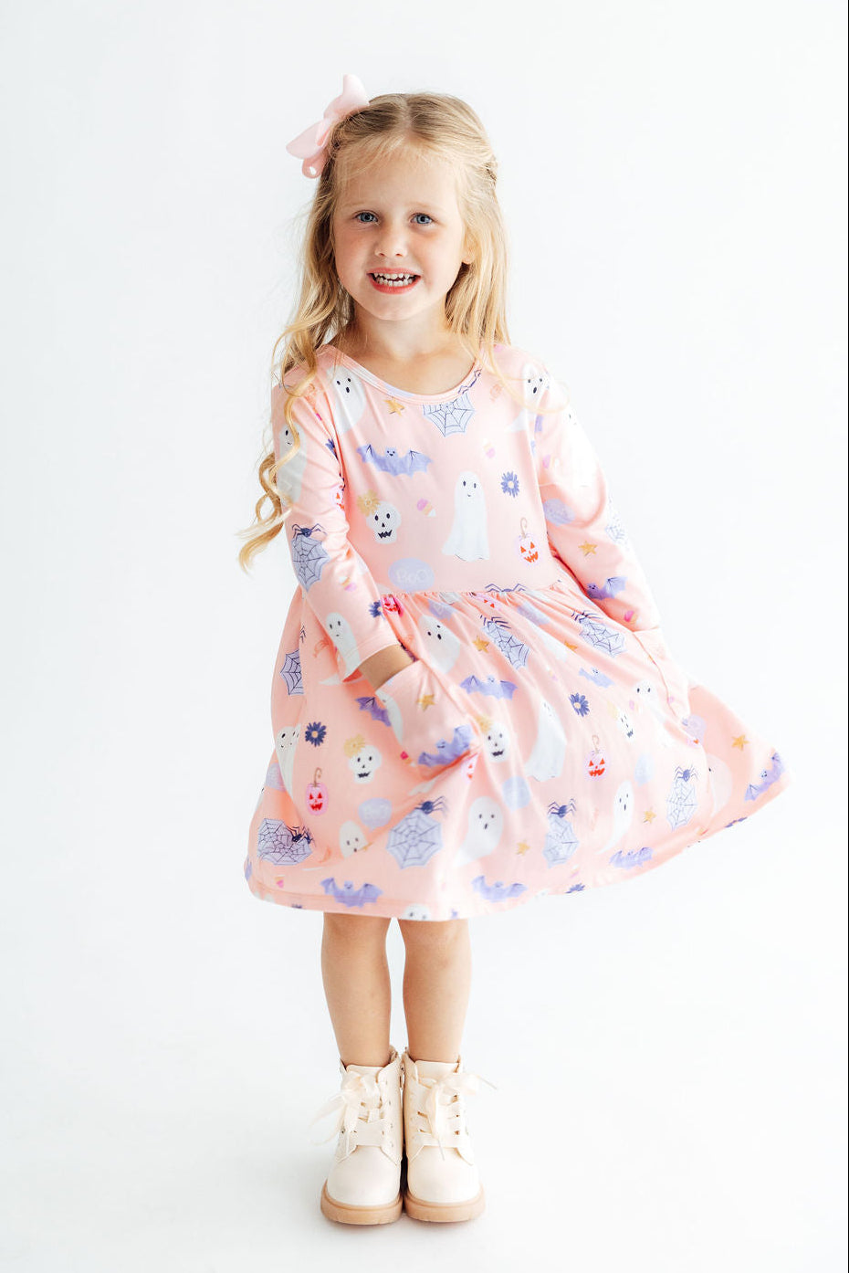 Spooky Sweetheart 3/4 Sleeve Pocket Twirl Dress-Mila & Rose ®