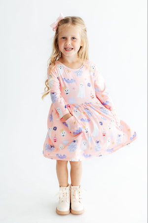 Spooky Sweetheart 3/4 Sleeve Pocket Twirl Dress