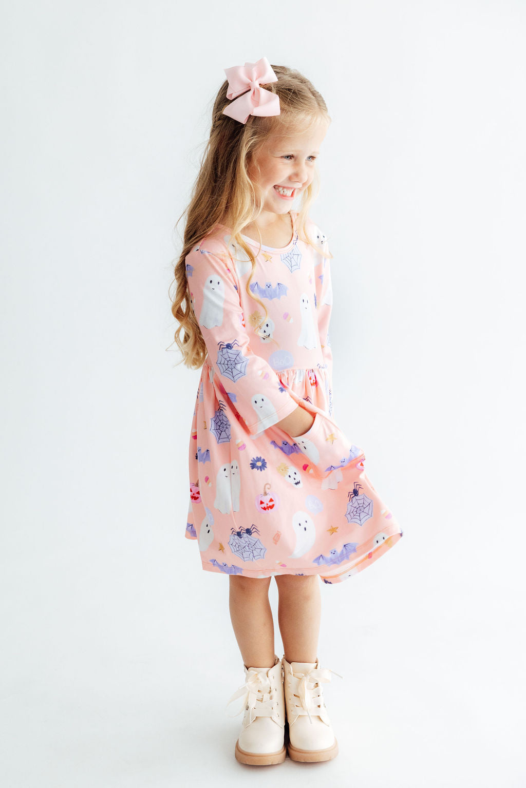 Spooky Sweetheart 3/4 Sleeve Pocket Twirl Dress-Mila & Rose ®
