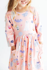 Spooky Sweetheart 3/4 Sleeve Pocket Twirl Dress-Mila & Rose ®