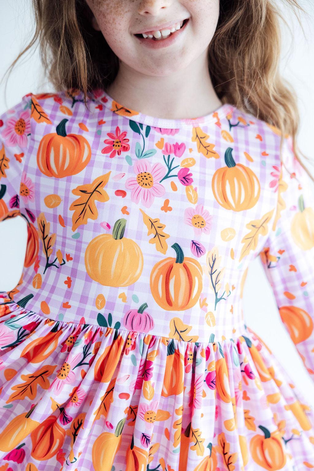 Pumpkin Party 3/4 Sleeve Pocket Twirl Dress-Mila & Rose ®