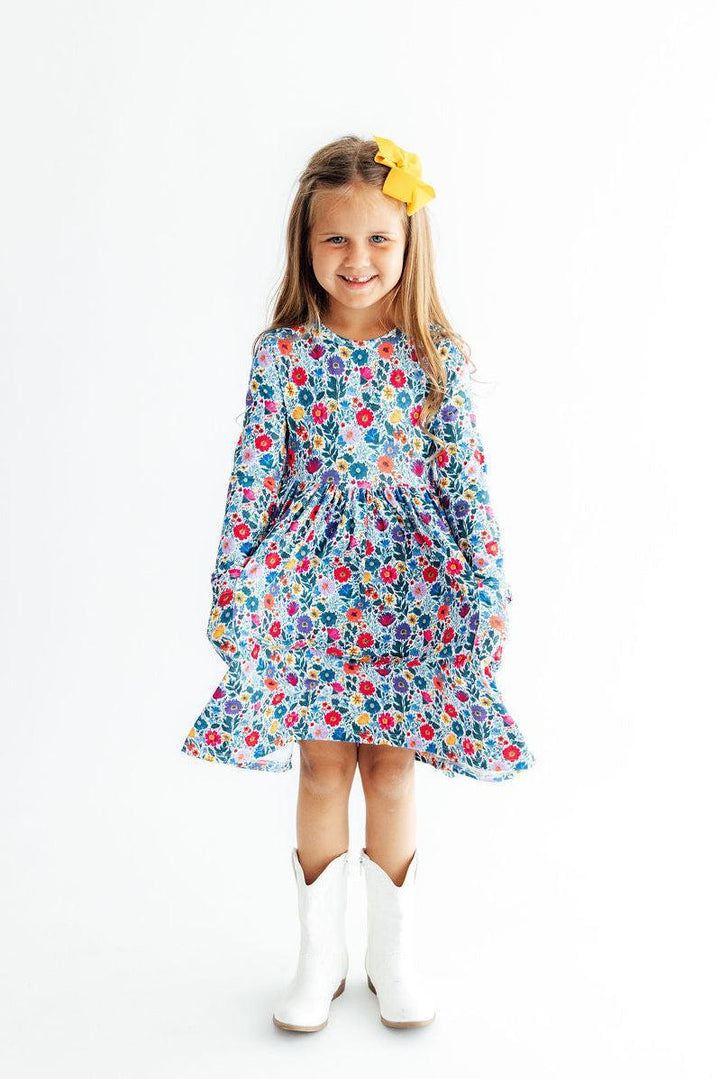 Vintage Floral L/S Pocket Twirl Dress-Mila & Rose ®