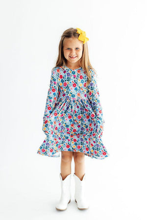 Vintage Floral L/S Pocket Twirl Dress-Mila & Rose ®