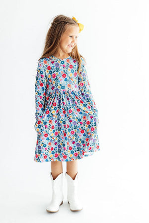 Vintage Floral L/S Pocket Twirl Dress-Mila & Rose ®