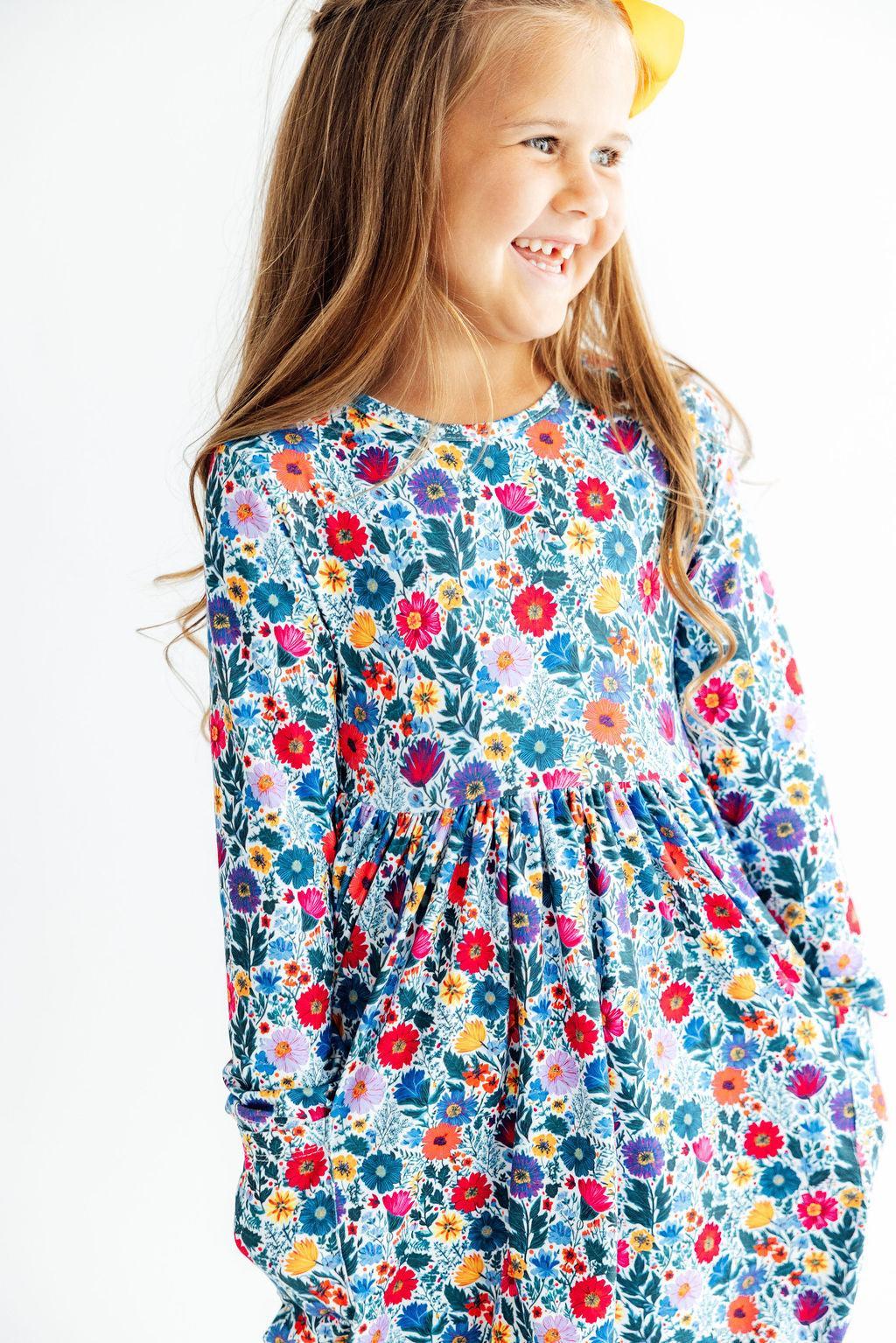Vintage Floral L/S Pocket Twirl Dress-Mila & Rose ®