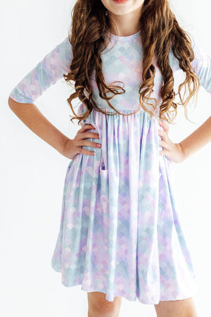 Mermaid Magic 3/4 Sleeve Pocket Twirl Dress-Mila & Rose ®