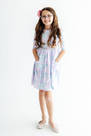 Mermaid Magic 3/4 Sleeve Pocket Twirl Dress-Mila & Rose ®