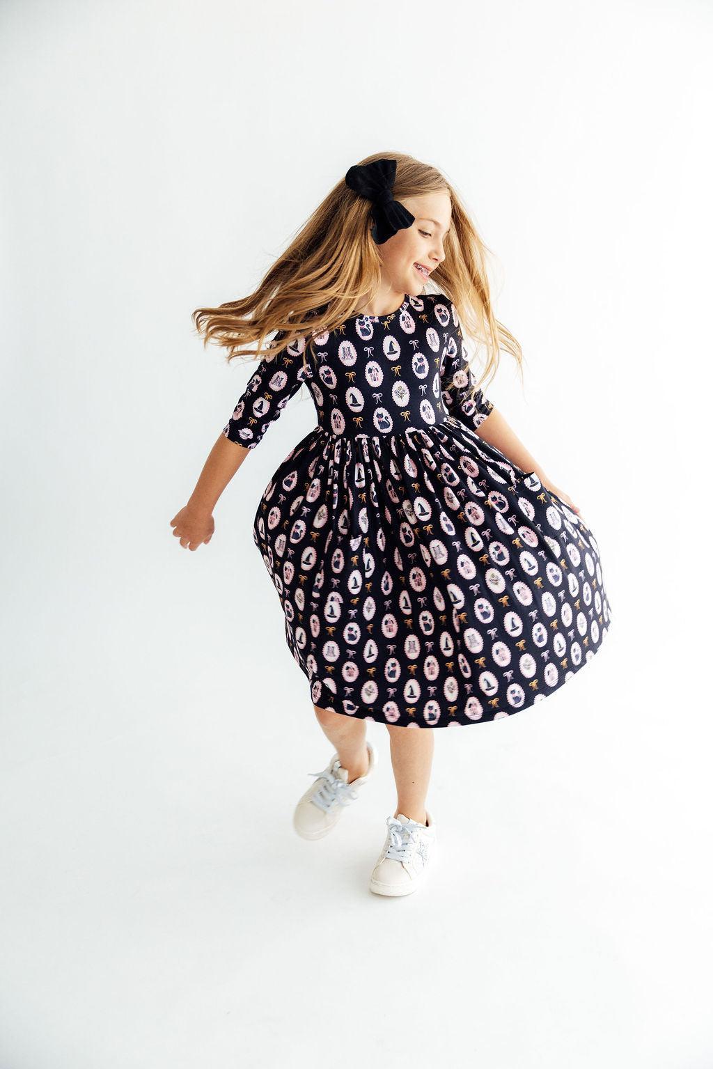 Hocus Pocus 3/4 Sleeve Pocket Twirl Dress-Mila & Rose ®