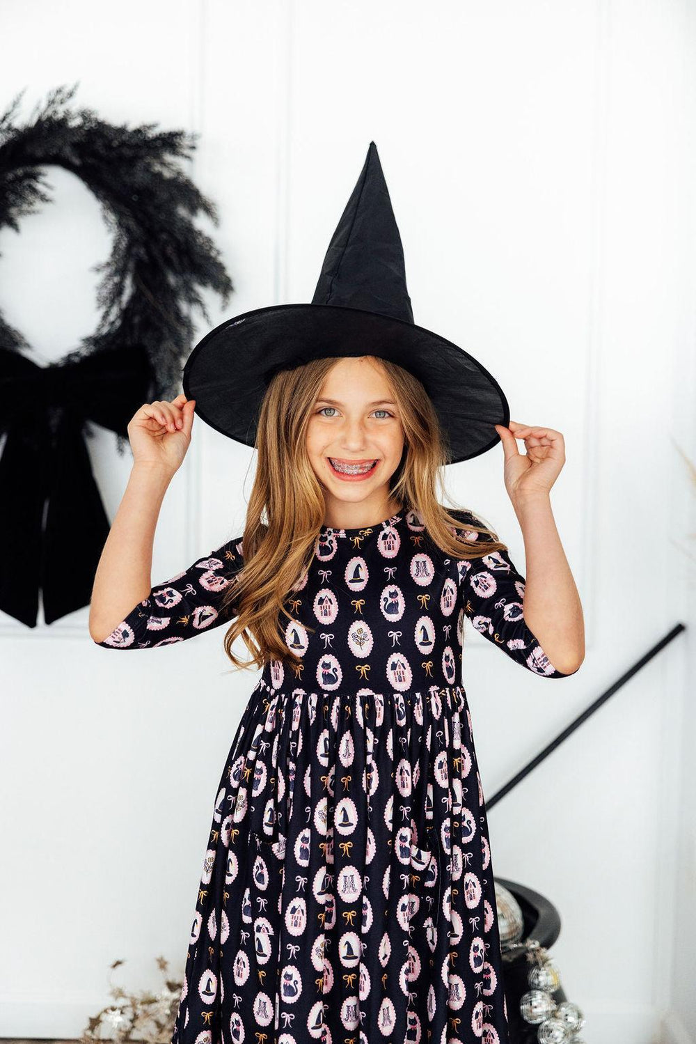 Hocus Pocus 3/4 Sleeve Pocket Twirl Dress-Mila & Rose ®