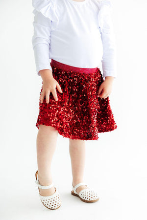 Cranberry Velvet Sequin Twirl Skort-Mila & Rose ®