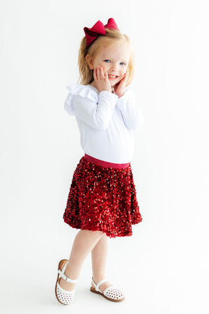Cranberry Velvet Sequin Twirl Skort-Mila & Rose ®