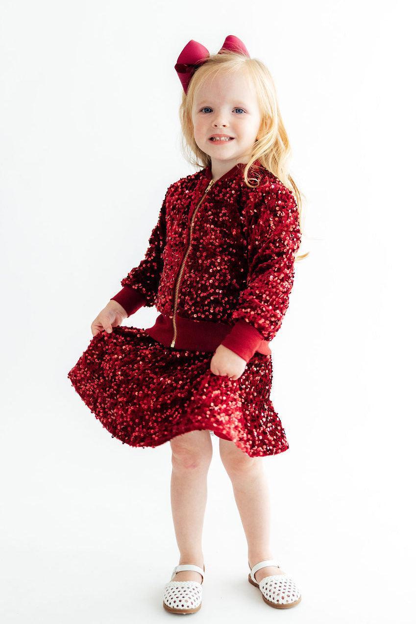 Cranberry Velvet Sequin Jacket-Mila & Rose ®