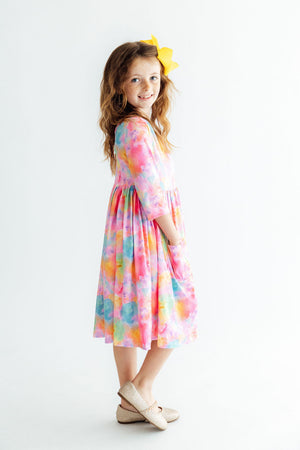 Swirly Whirly 3/4 Sleeve Pocket Twirl Dress-Mila & Rose ®