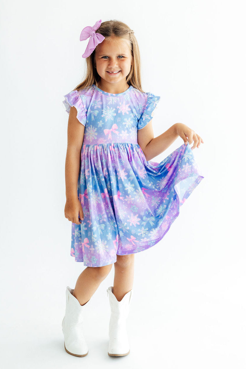 Snow Much Sunshine Flutter Sleeve Twirl Dress-Mila & Rose ®