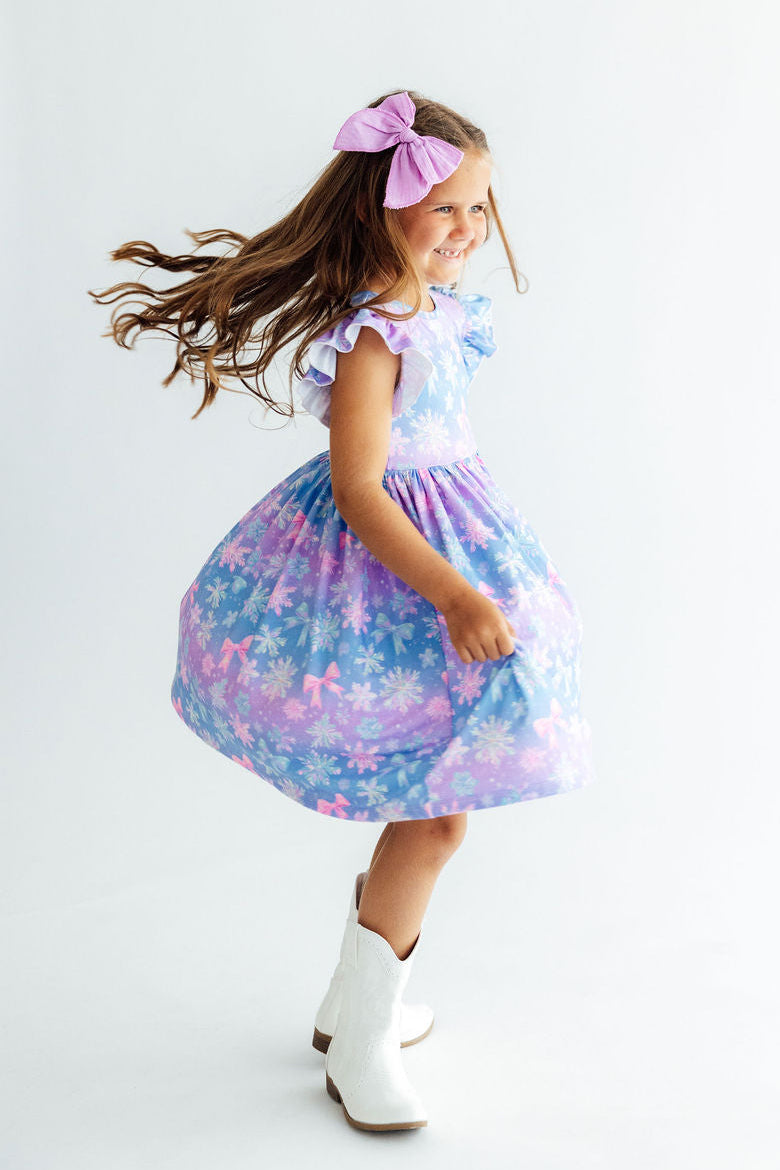 Snow Much Sunshine Flutter Sleeve Twirl Dress-Mila & Rose ®