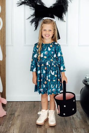 Happy Haunting 3/4 Sleeve Pocket Twirl Dress-Mila & Rose ®