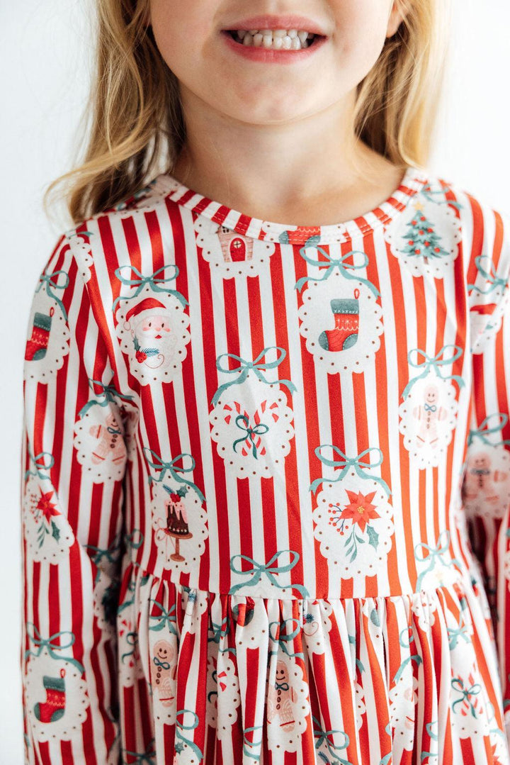 Santa's Sweet Shoppe L/S Ruffle Hem Twirl Dress-Mila & Rose ®