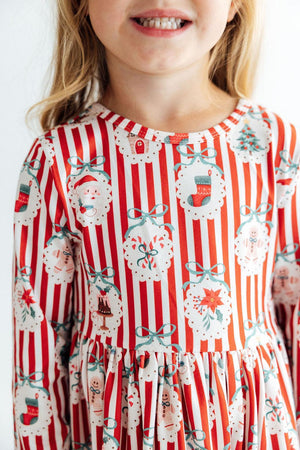 Santa's Sweet Shoppe L/S Ruffle Hem Twirl Dress-Mila & Rose ®