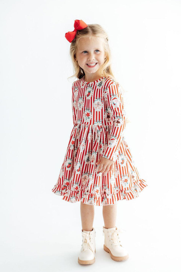 Santa's Sweet Shoppe L/S Ruffle Hem Twirl Dress-Mila & Rose ®