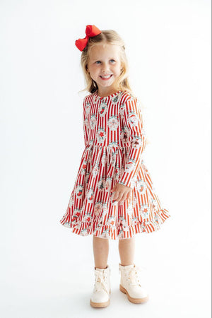 Santa's Sweet Shoppe L/S Ruffle Hem Twirl Dress-Mila & Rose ®