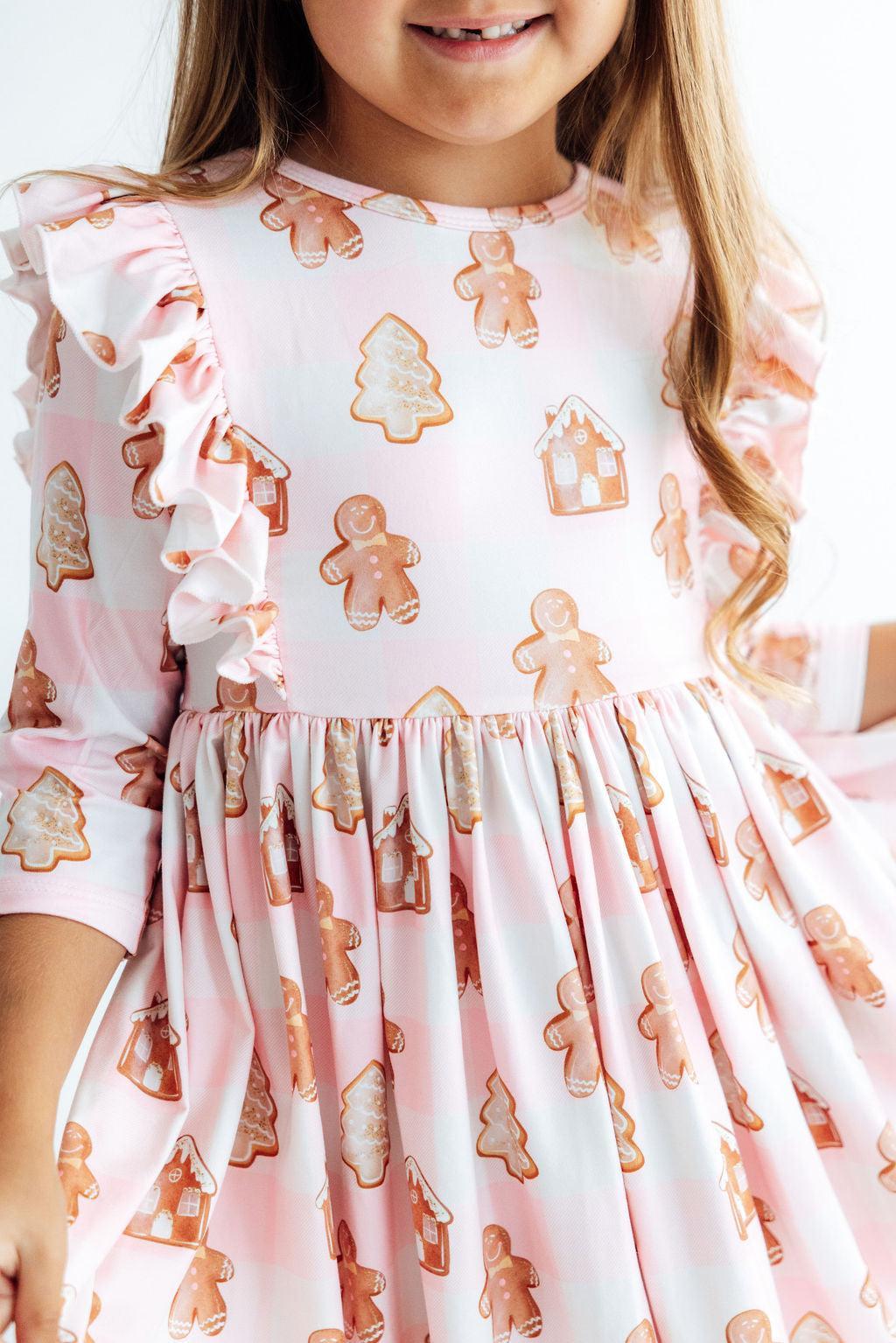Christmas Traditions 3/4 Sleeve Ruffle Twirl Dress-Mila & Rose ®