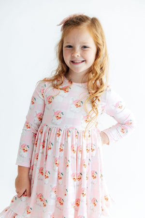 Storybook Santa L/S Ruffle Hem Twirl Dress-Mila & Rose ®