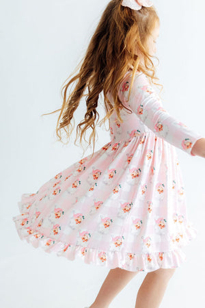 Storybook Santa L/S Ruffle Hem Twirl Dress-Mila & Rose ®