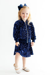 Navy Blue Velvet Sequin Twirl Skort-Mila & Rose ®