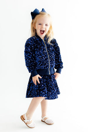Navy Blue Velvet Sequin Jacket-Mila & Rose ®