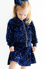 Navy Blue Velvet Sequin Jacket-Mila & Rose ®