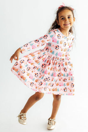 Penguin Party L/S Pocket Twirl Dress-Mila & Rose ®