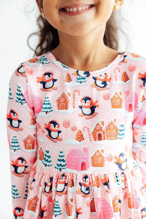 Penguin Party L/S Pocket Twirl Dress-Mila & Rose ®